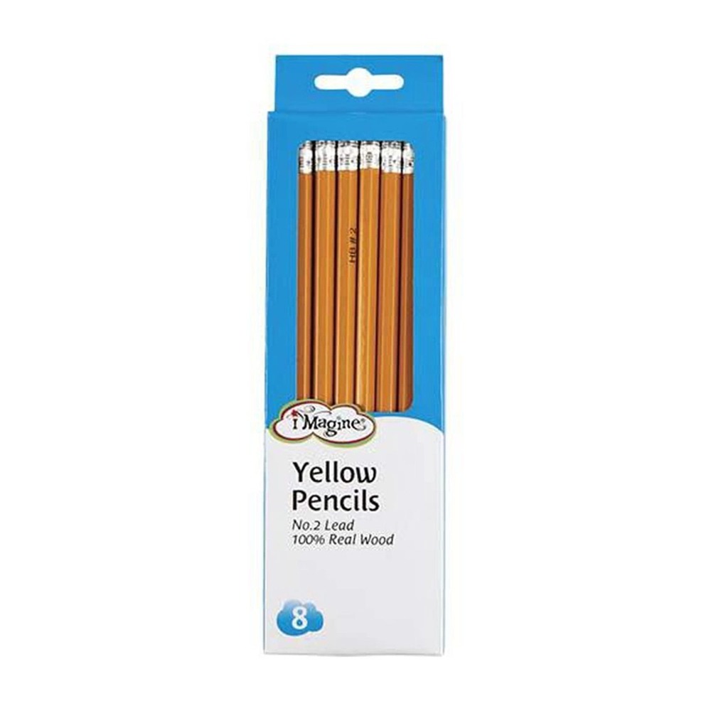 Imagine Yellow Pencils No2 Pack Of 8 each (Lot of 7, 49 Count Total) *NEW*
